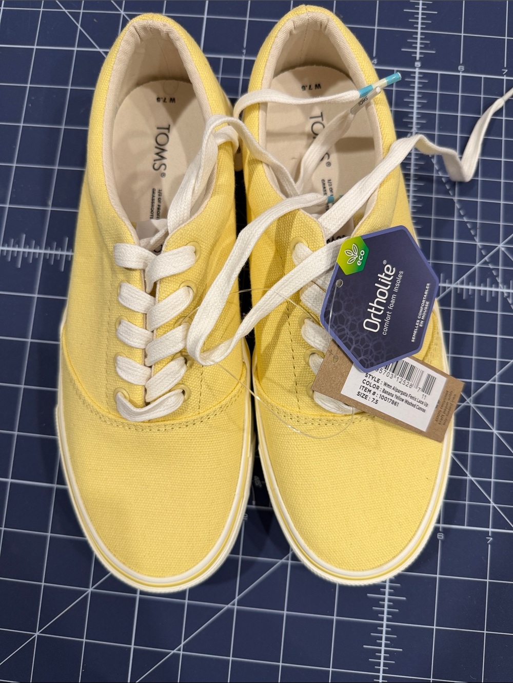 Toms Yellow Canvas Women's Lace-Up Sneakers with White Accents